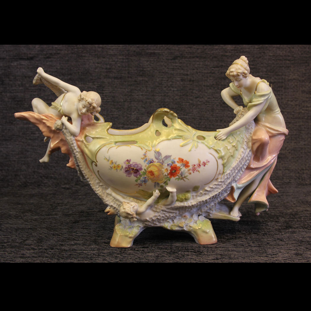 11835r01-Antique-Austrian-Porcelain-Figural-Centerpiece,- Antique Austrian Porcelain Figural Centrepiece