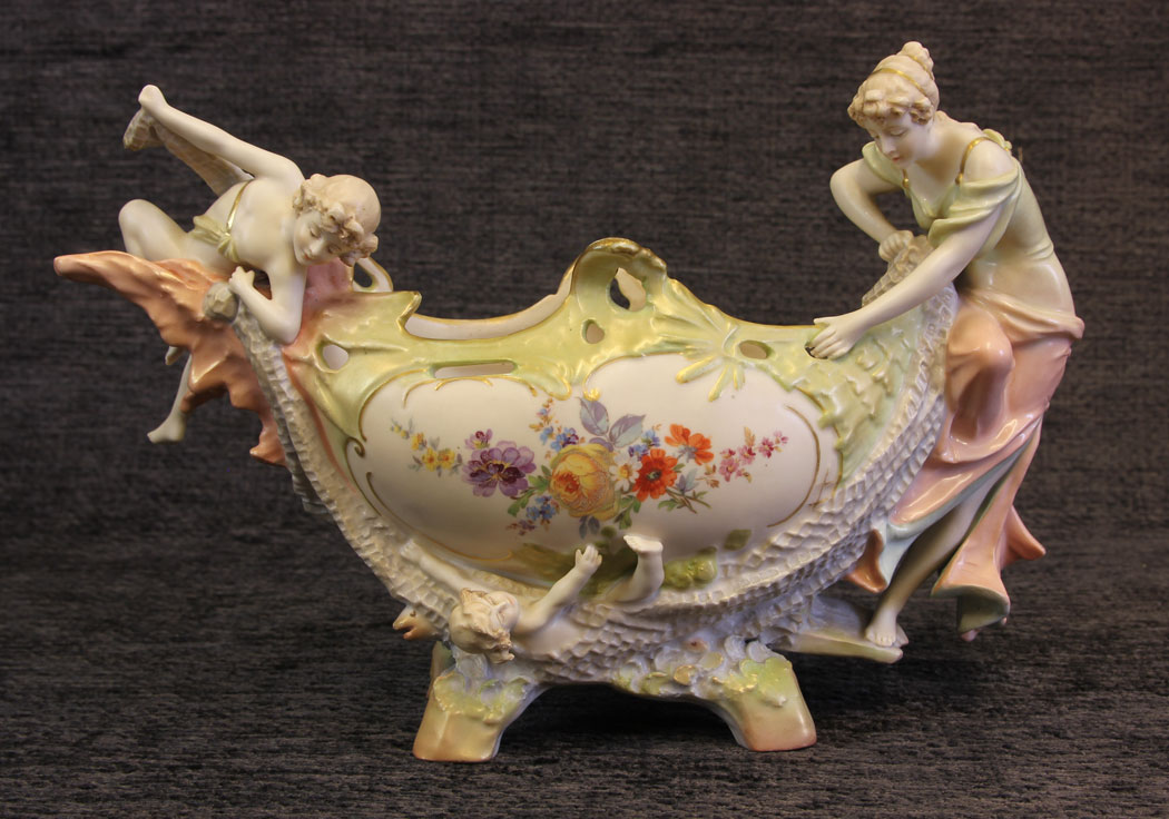 11835r1 Antique Austrian Porcelain Figural Centerpiece,