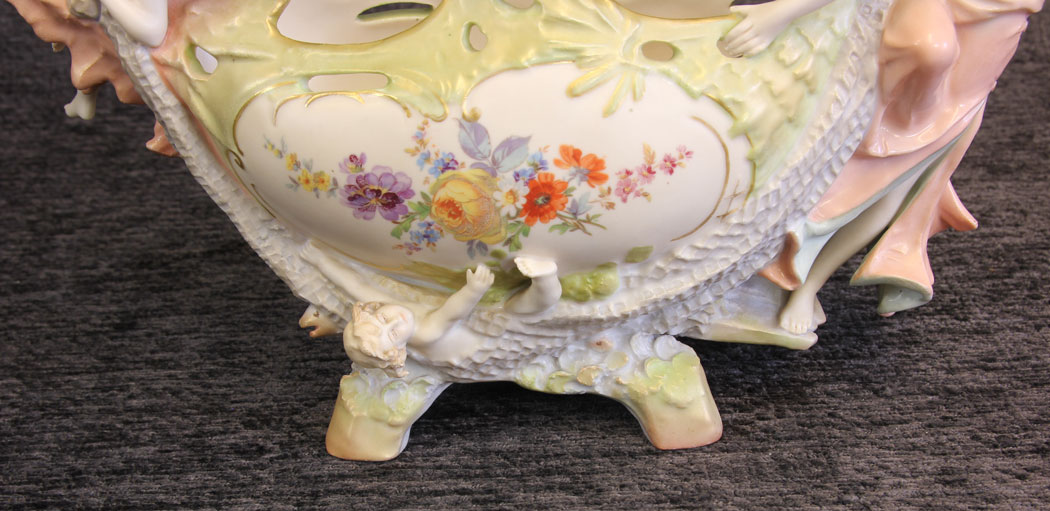 11835r4 Antique Austrian Porcelain Figural Centerpiece,