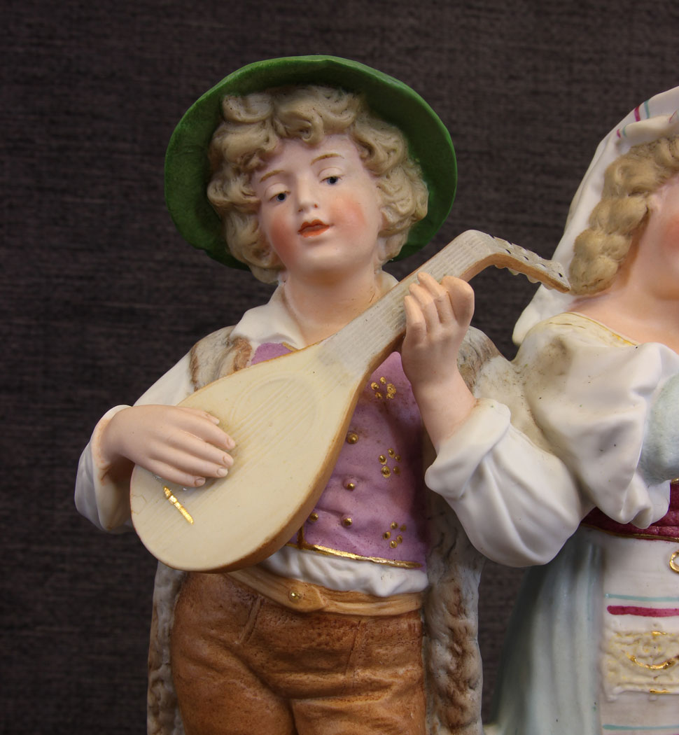 11839r8 Antique Bisque Porcelain Figure Group,