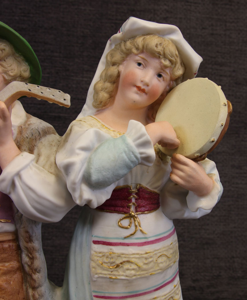 11839r9 Antique Bisque Porcelain Figure Group,