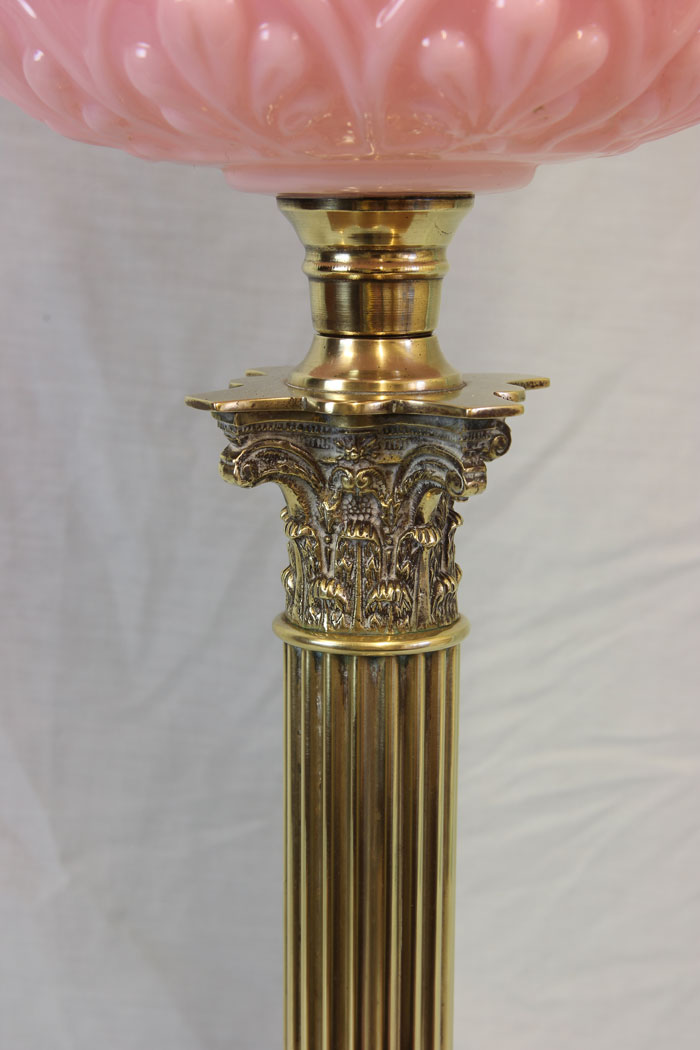11846r10 Antique Pink Cranberry Glass Oil Lamp,