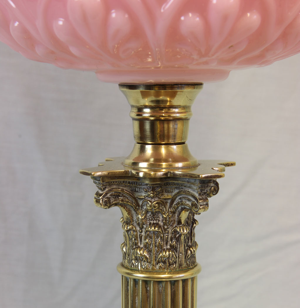 11846r9 Antique Pink Cranberry Glass Oil Lamp,