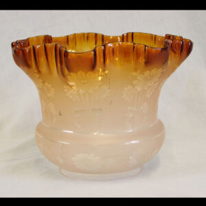 Antique Frilled Tulip Oil Lamp Shade Burnt Orange Colour