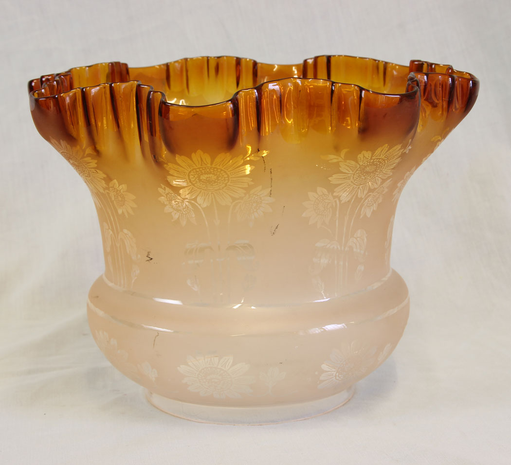 11858r1 Antique Tulip Frilled Oil Lamp Shade, Burnt Orange,