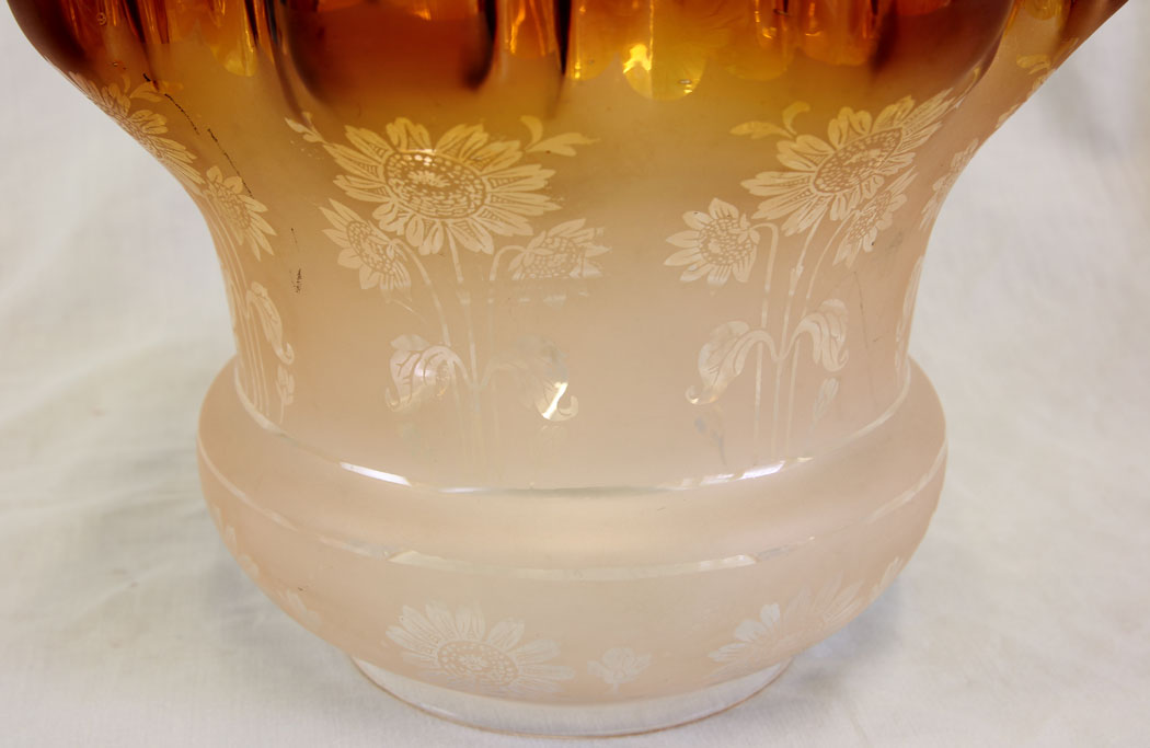 11858r3 Antique Frilled Tulip Oil Lamp Shade, Burnt Orange Colour,