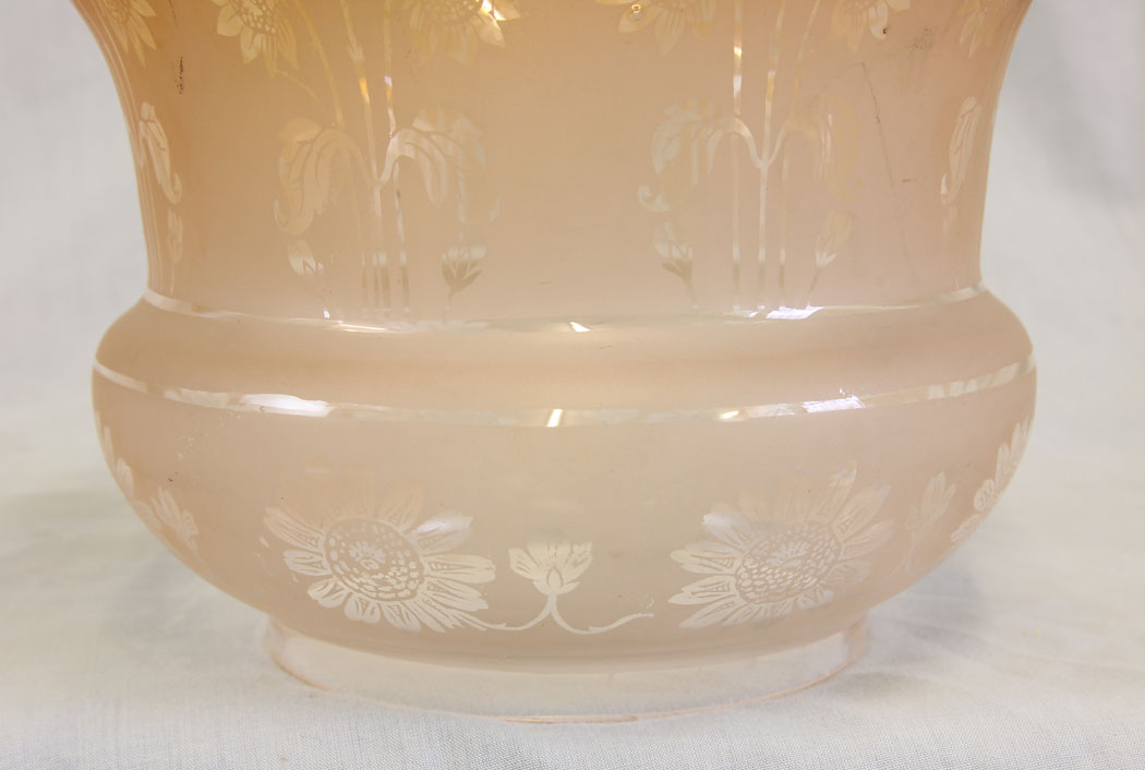11858r4 Antique Frilled Tulip Oil Lamp Shade, Burnt Orange Colour,