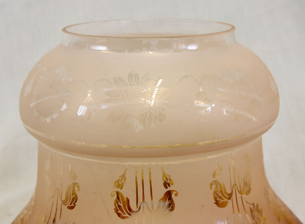 11858r6 Antique Frilled Tulip Oil Lamp Shade, Burnt Orange Colour,