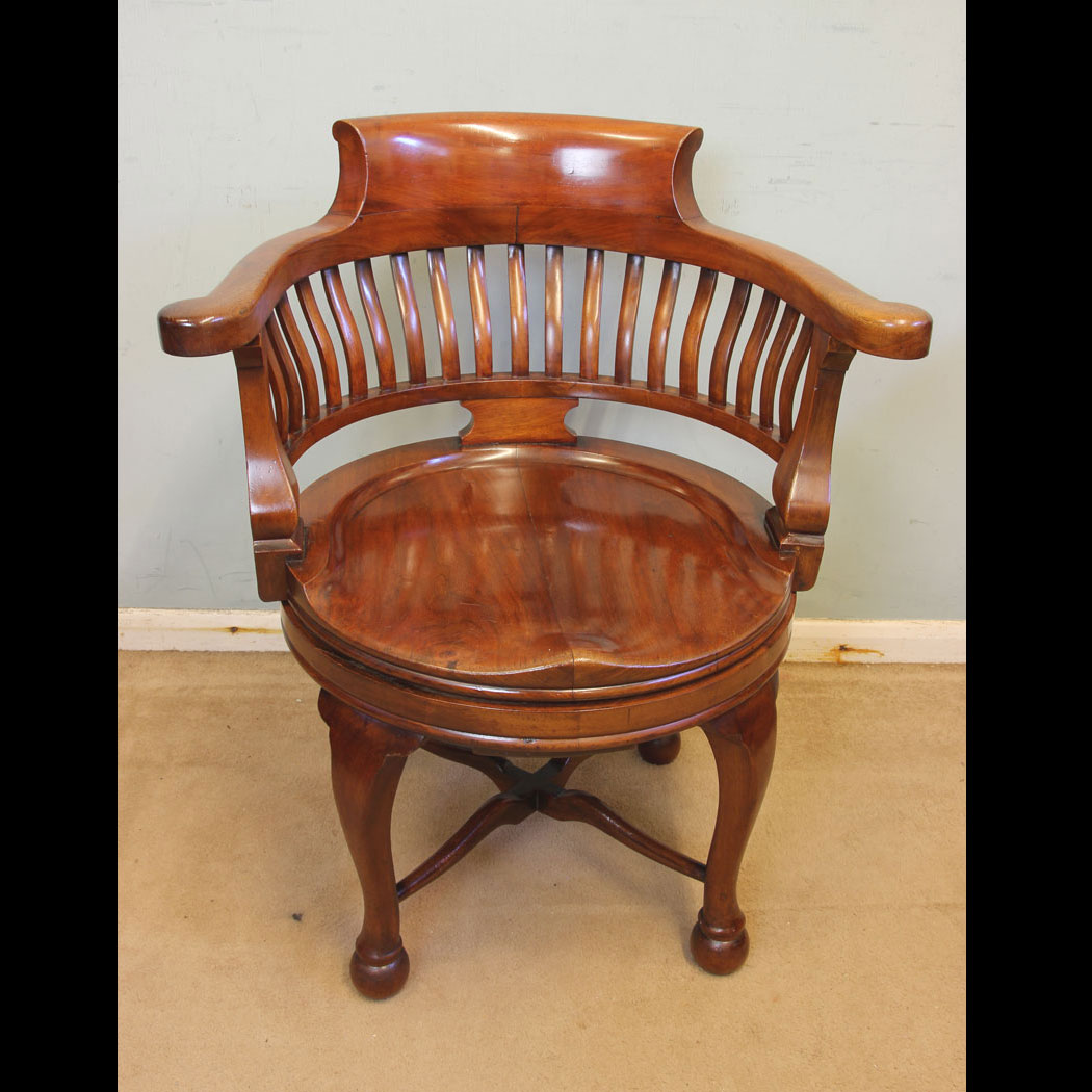 11864r01-Antique-Quality-Mahogany-Revolving-Desk-Chair,- Antique Quality Mahogany Revolving Desk Chair