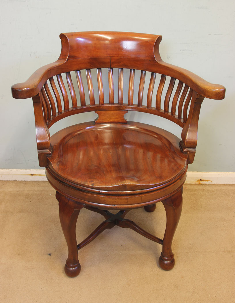 11864r1 Antique Quality Mahogany Revolving Desk Chair,