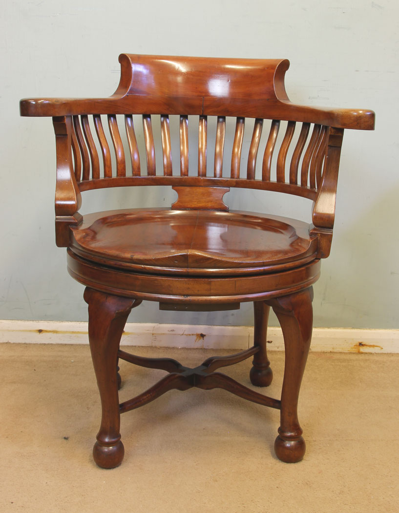 11864r10 Antique Quality Mahogany Revolving Desk Chair,