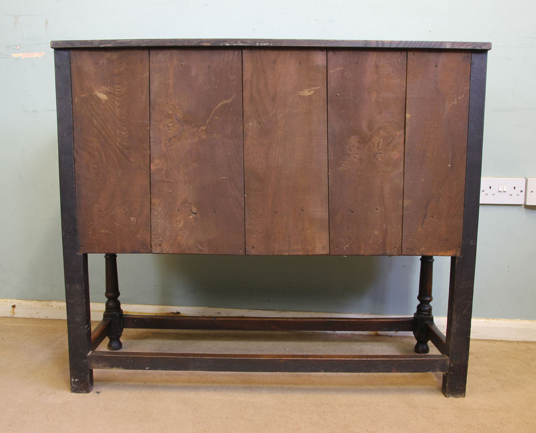 11869r15 Antique Carved Oak Cupboard Side Table,