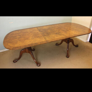 Twin Pedestal Burr Walnut Extending Dining Table