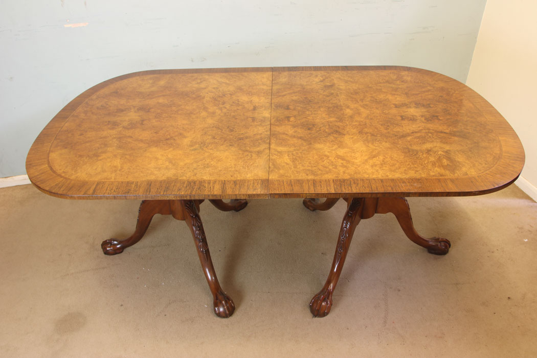 11873r04 Twin Pedestal Burr Walnut Dining