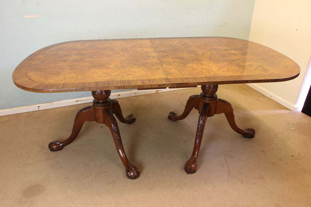 11873r06 Twin Pedestal Burr Walnut Dining