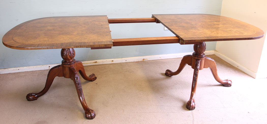 11873r11 Twin Pedestal Burr Walnut Dining
