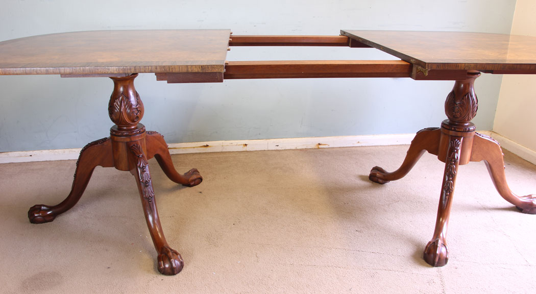 11873r12 Twin Pedestal Burr Walnut Dining