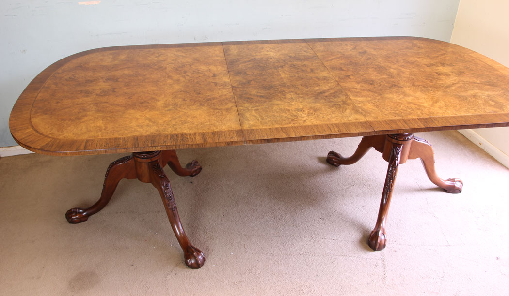 11873r2 Twin Pedestal Burr Walnut Dining