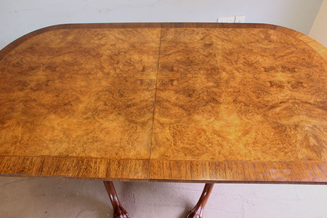 11873r3 Twin Pedestal Burr Walnut Dining