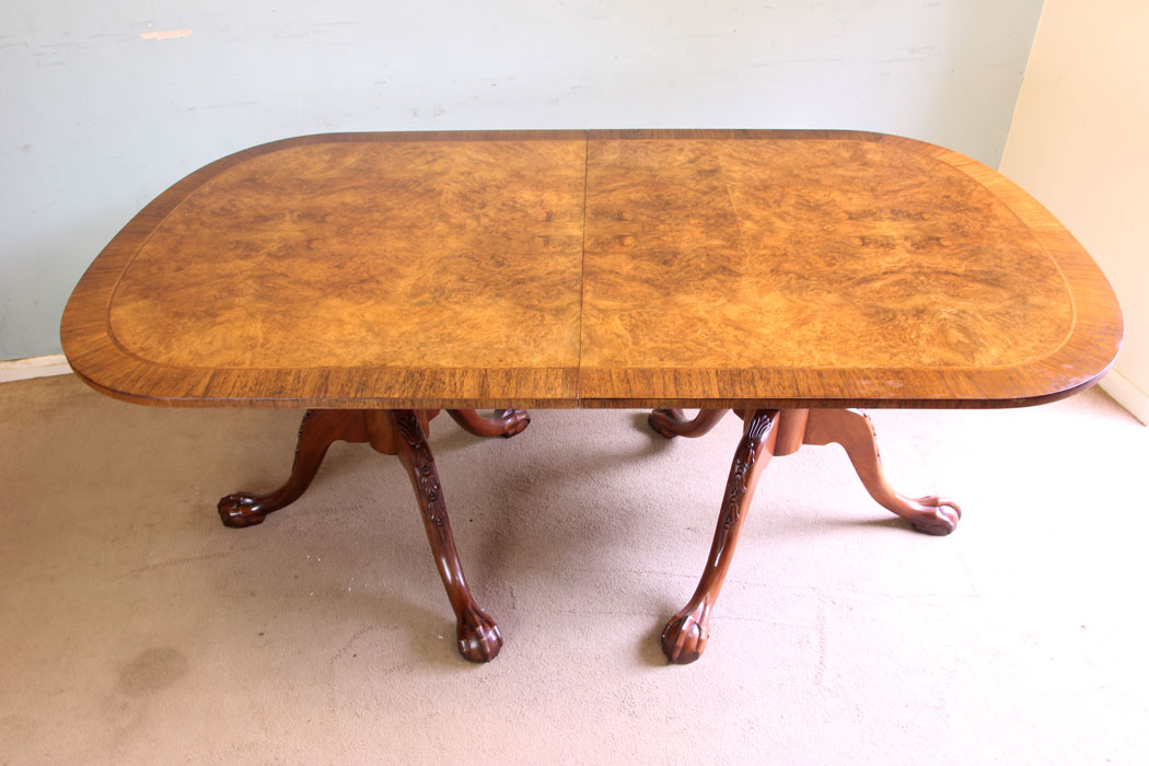 11873r4 Twin Pedestal Burr Walnut Dining