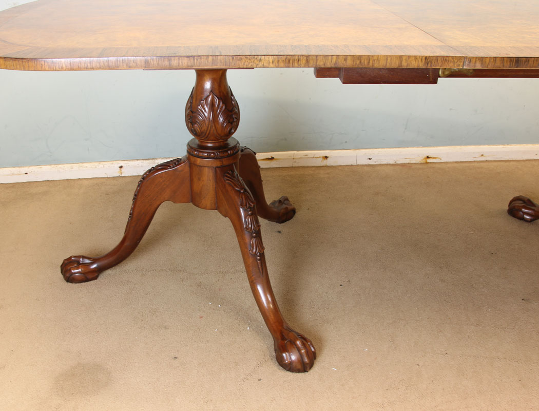 11873r5 Twin Pedestal Burr Walnut Dining
