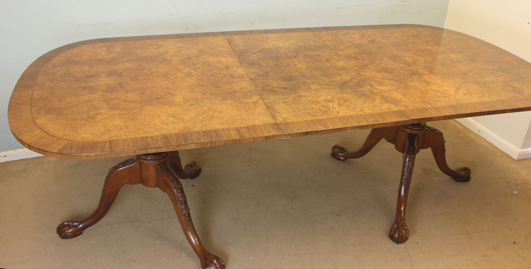 11873r7 Twin Pedestal Burr Walnut Dining