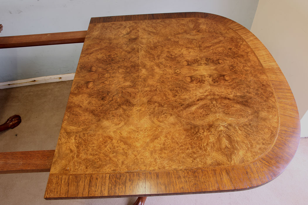 11873r8 Twin Pedestal Burr Walnut Dining