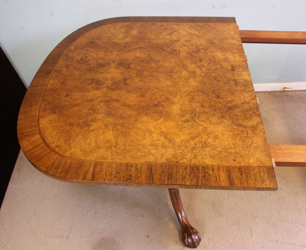 11873r9 Twin Pedestal Burr Walnut Dining