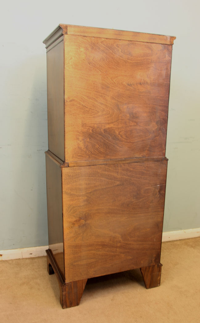11874r12 Burr Walnut Chest on Chest Tallboy,