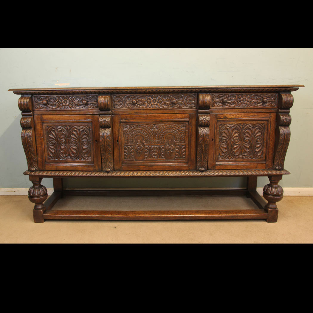 11877r01 Antique Carved Oak Sideboard Dresser Base, Antique Carved Oak Sideboard Dresser Base