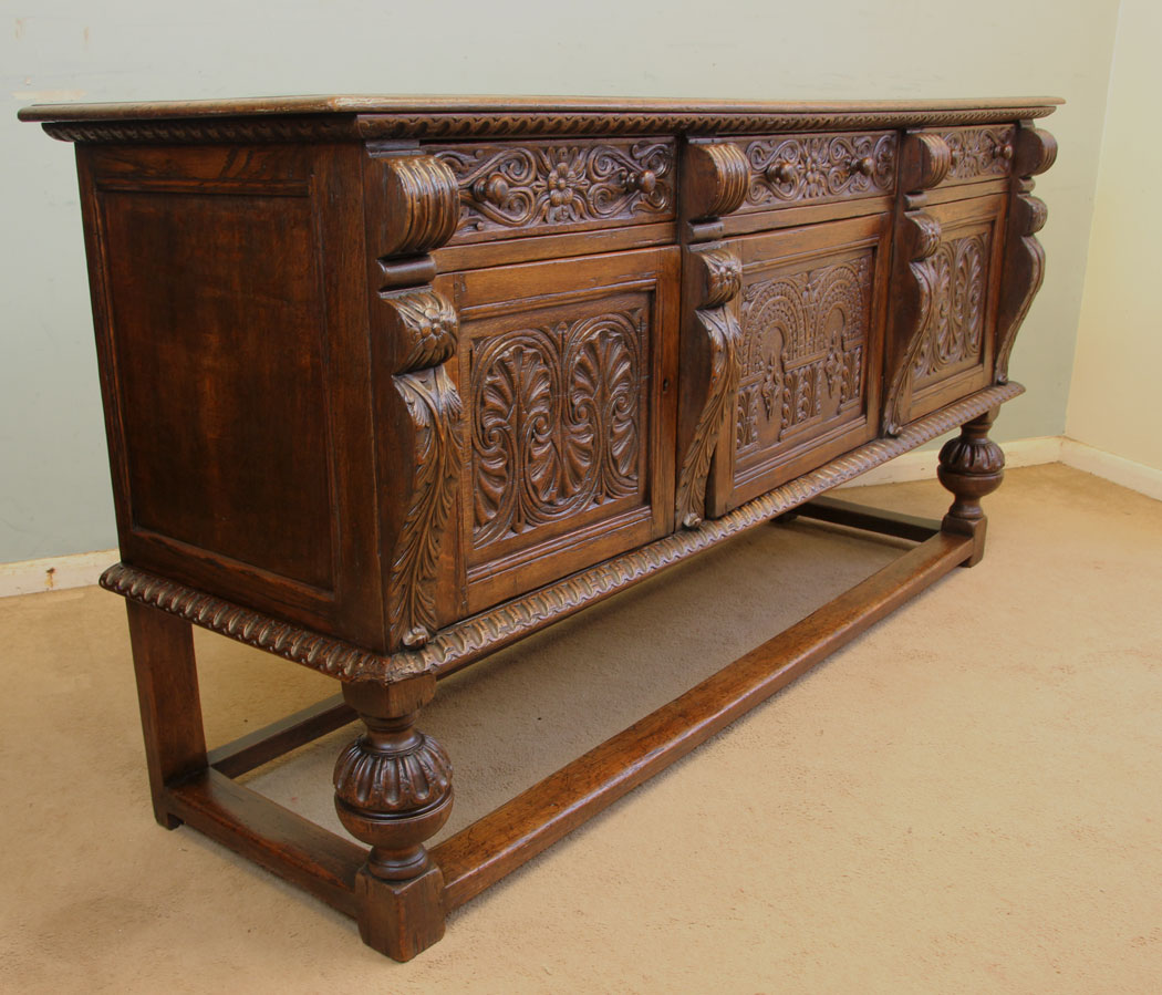 11877r10 Antique Carved Oak Sideboard Dresser Base,