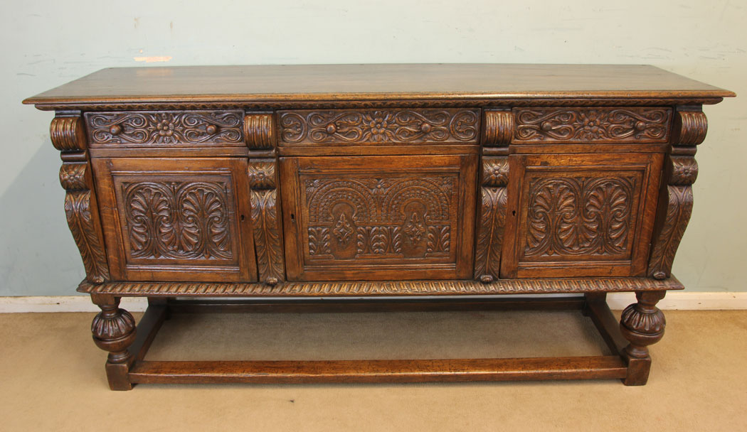 11877r12 Antique Carved Oak Sideboard Dresser Base,