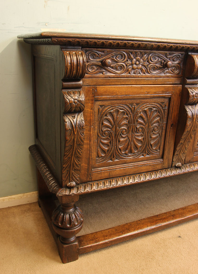 11877r13 Antique Carved Oak Sideboard Dresser Base,