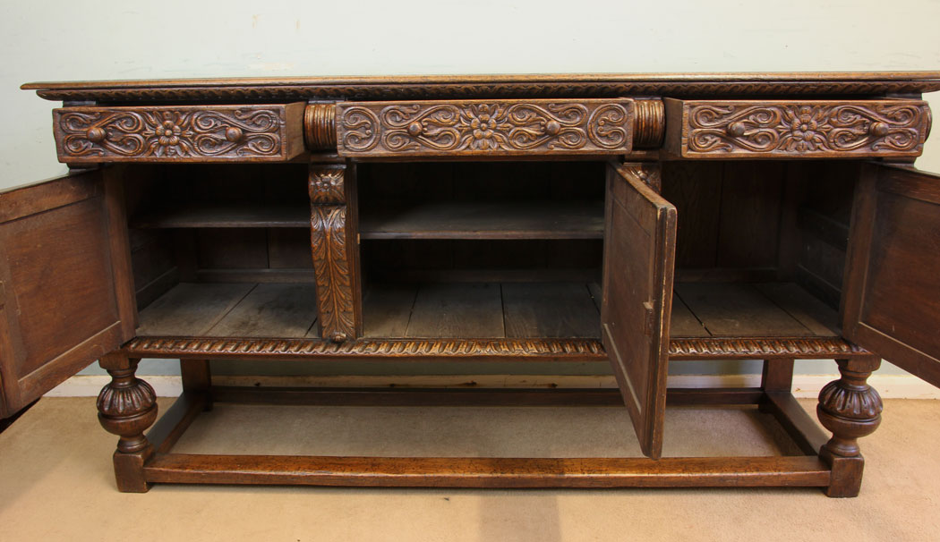 11877r15 Antique Carved Oak Sideboard Dresser Base,