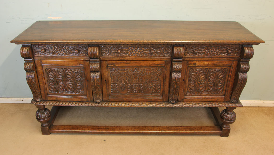 11877r16 Antique Carved Oak Sideboard Dresser Base,
