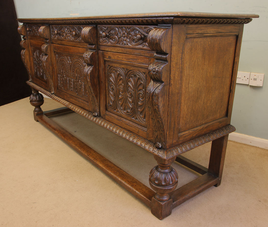 11877r2 Antique Carved Oak Sideboard Dresser Base,