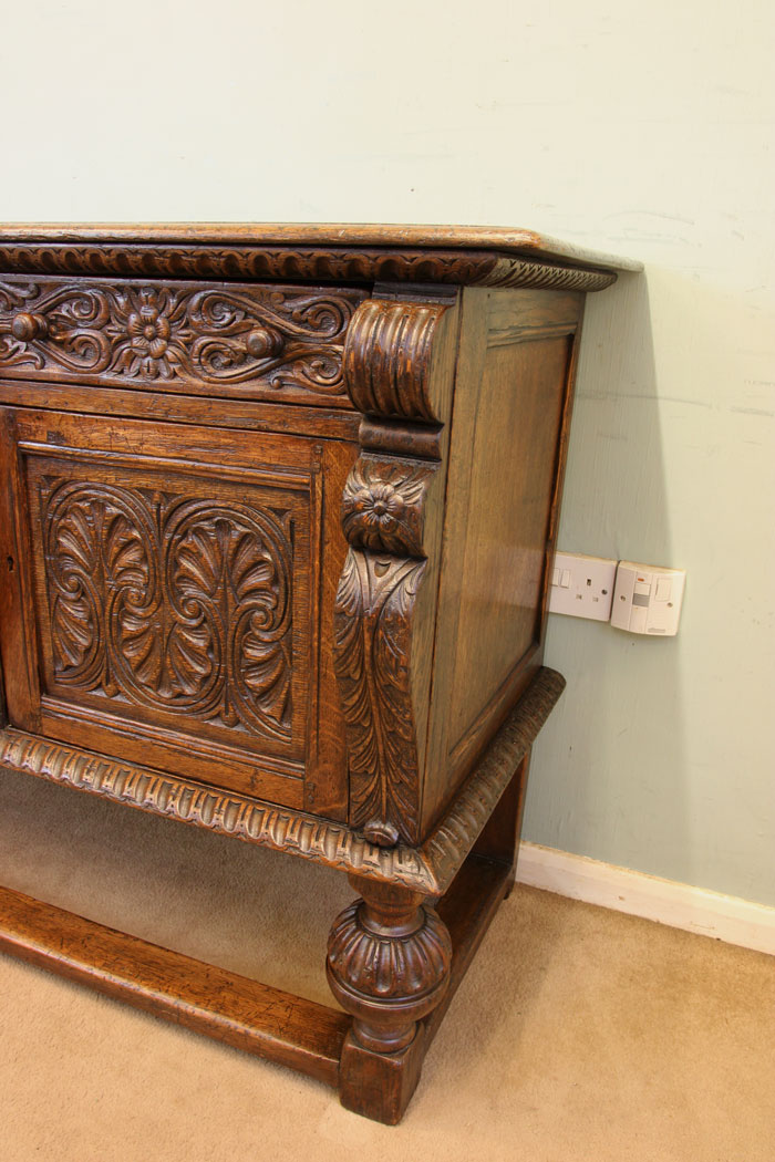 11877r8 Antique Carved Oak Sideboard Dresser Base,