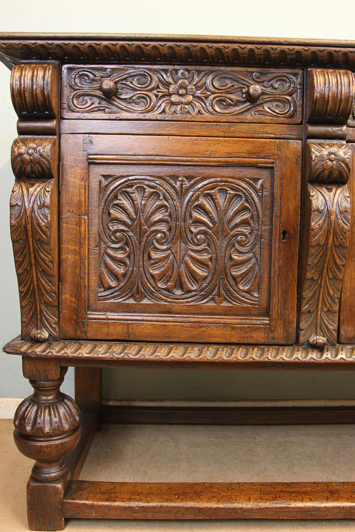 11877r9 Antique Carved Oak Sideboard Dresser Base,
