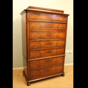 Antique Figured Walnut Chest on Chest Drawers