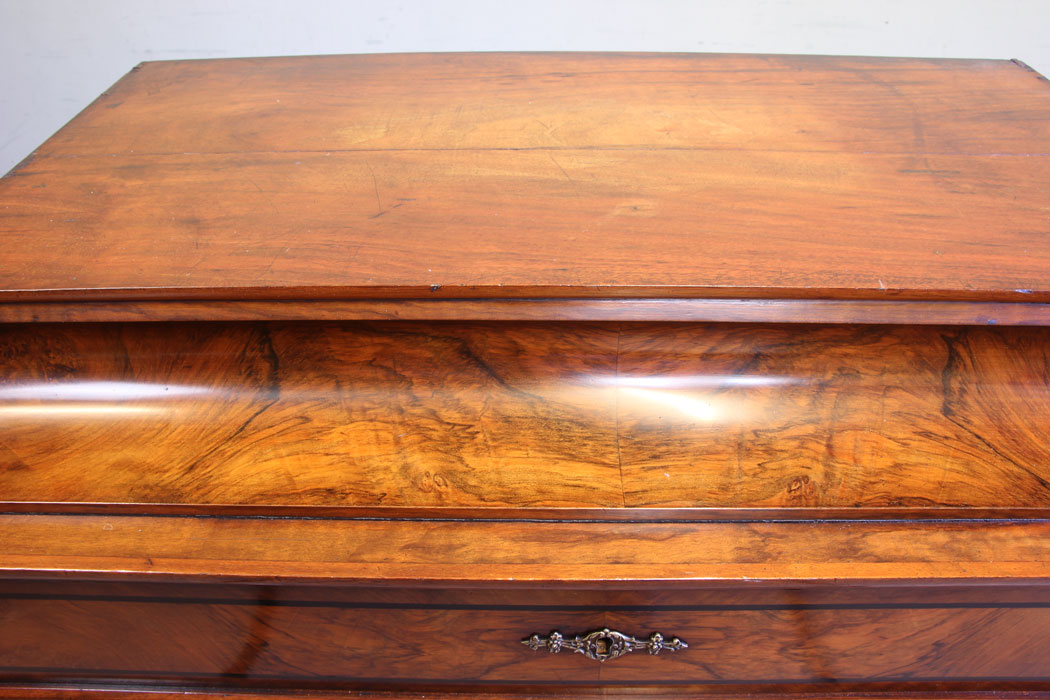 11882r014 Antique Figured Walnut Tall Chest of Drawers,