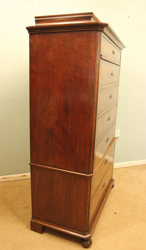 11882r4 Antique Figured Walnut Tall Chest of Drawers,