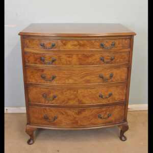 Quality Burr Walnut Bow Front Chest of Drawers