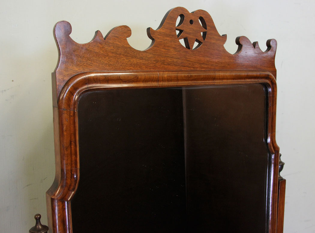 10630r25 Antique Queen Anne Style Walnut Cheval Dressing Mirror,