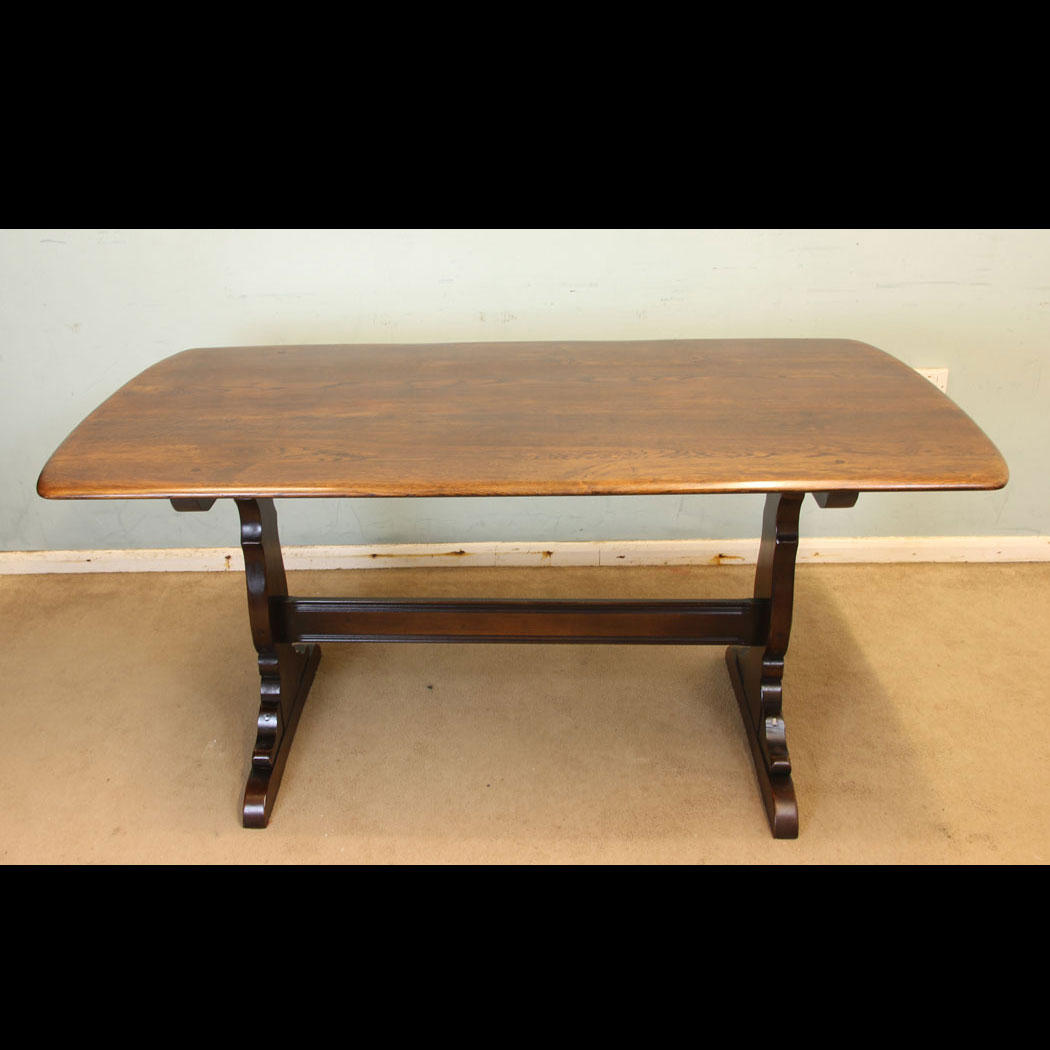 11876r01 Vintage Refectory Oak Ercol Dining Table, Vintage Refectory Oak Dining Table