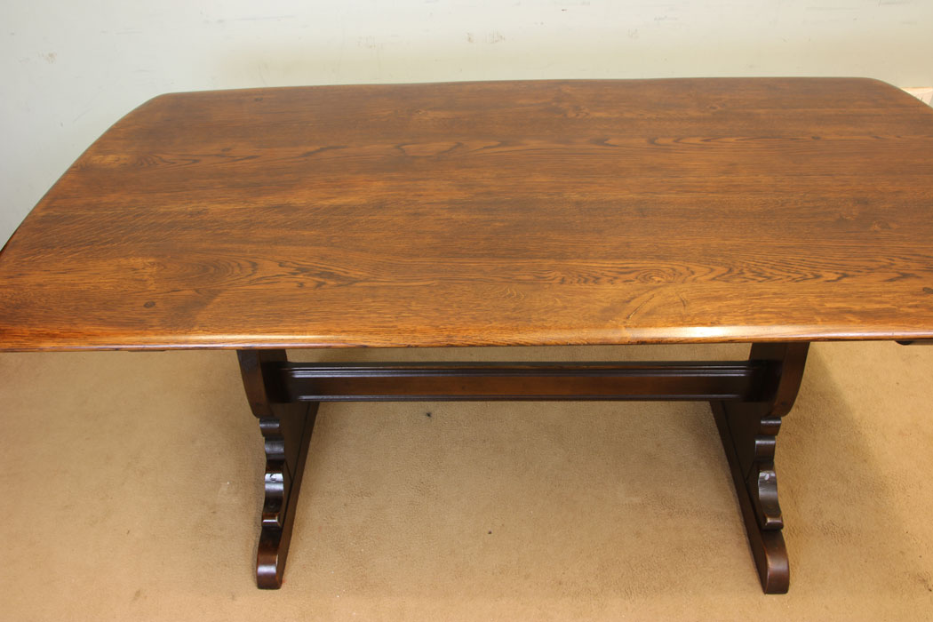 11876r2 Vintage Refectory Oak Ercol Dining Table,