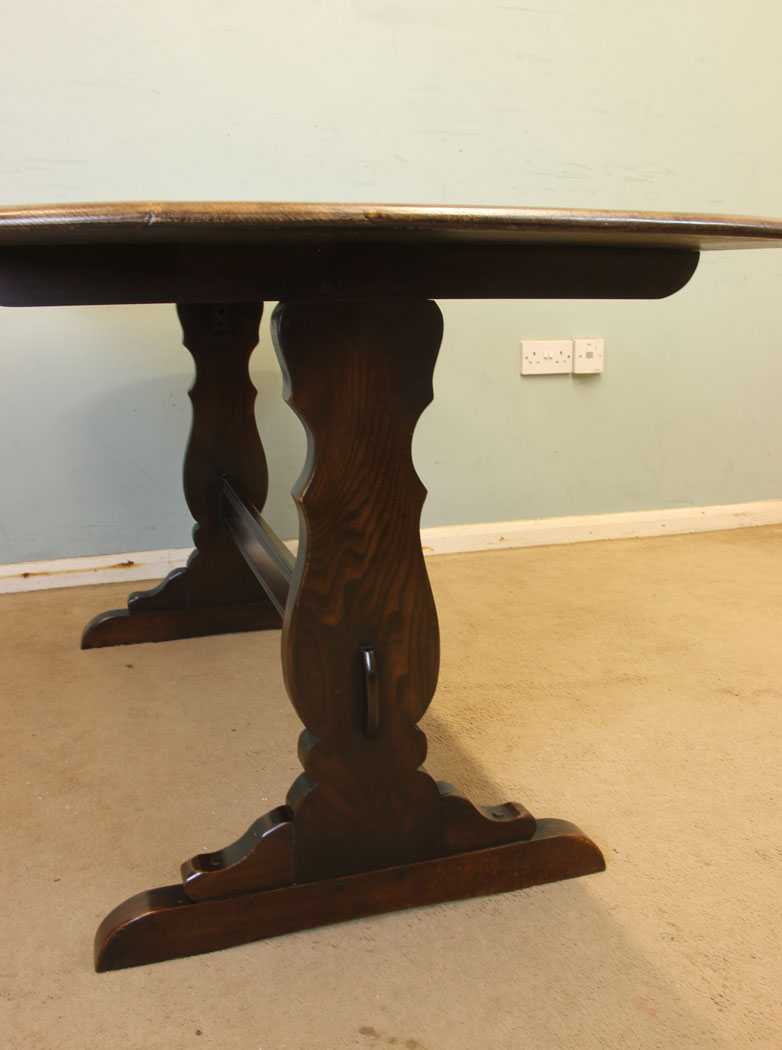11876r5 Vintage Refectory Oak Ercol Dining Table,