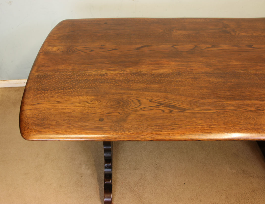 11876r8 Vintage Refectory Oak Ercol Dining Table,