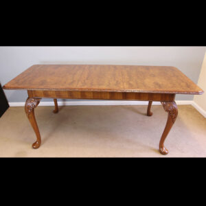 Queen Anne Style Burr Walnut Extending Dining Table