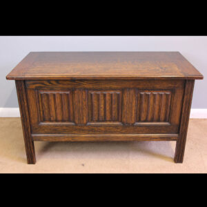 Antique Small Oak Coffer Blanket Box Chest