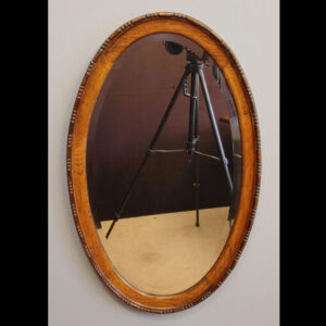 Antique Oval Bevelled Edge Oak Framed Mirror